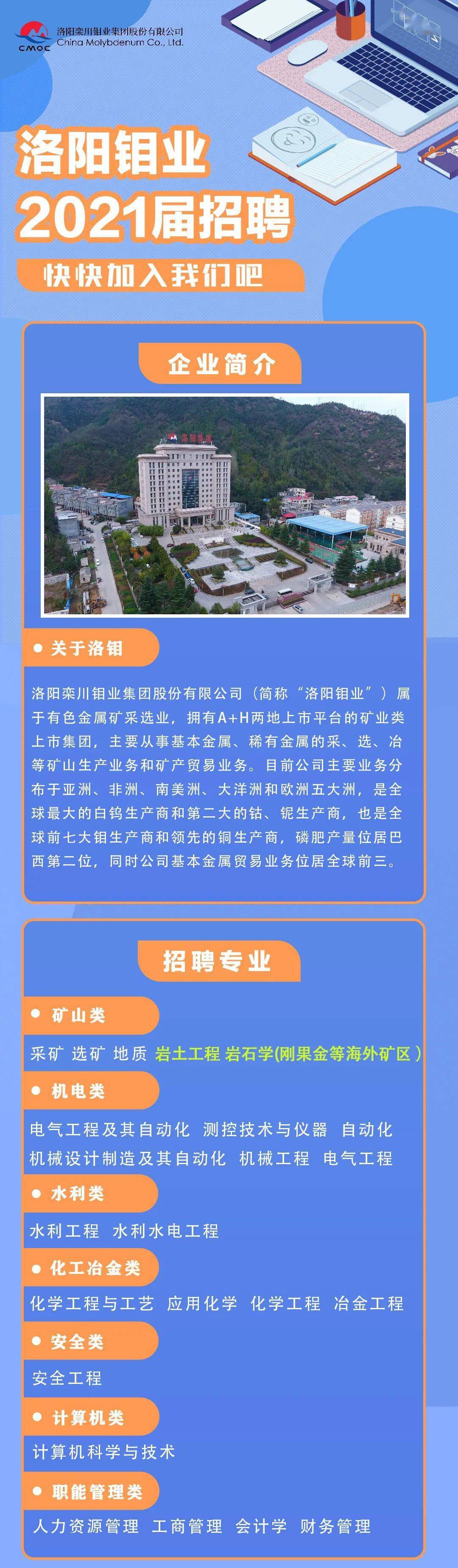 洛阳钼业招聘啦