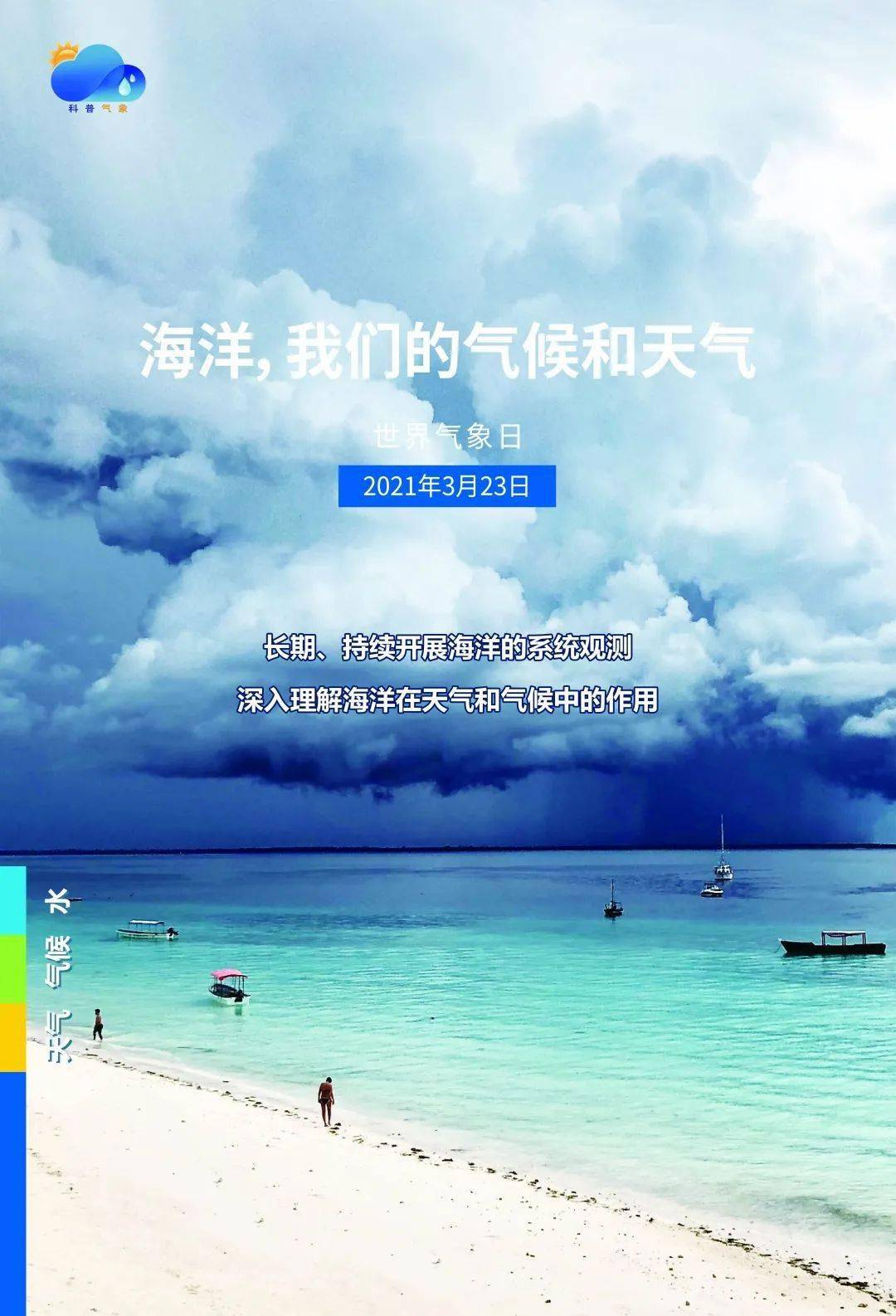 组织的时间在每年的3月23日,今年的主题为:海洋,我们的气候和天气!