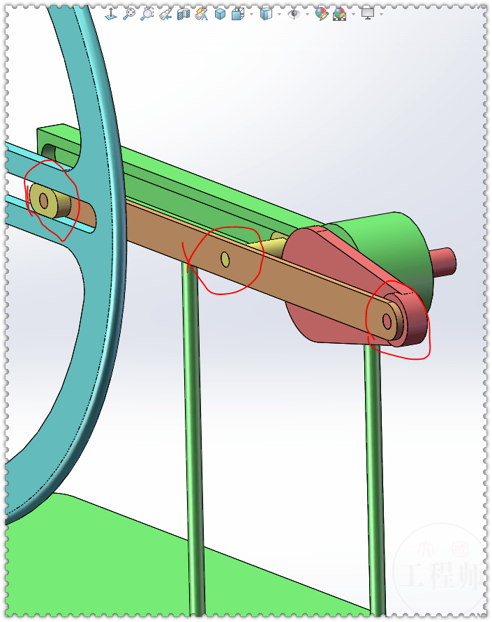 用solidworks制作的有两个滑块的滑槽机构