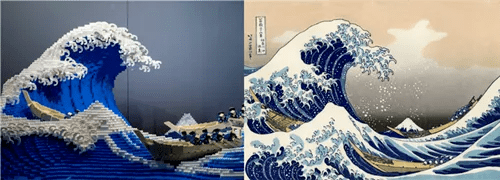 日本乐高大神花400小时,把浮世绘"海浪"变成3d版!这些