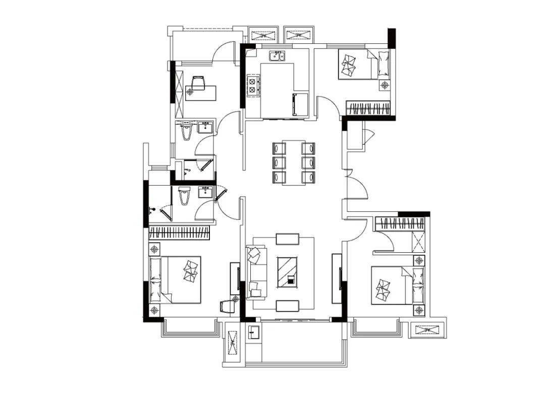 共设计11栋多层住宅,户型建筑面积约120-138,均为毛坯交付,项目绿地