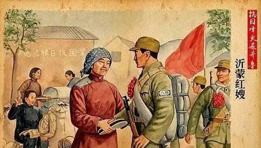 以沂蒙红嫂为主题的油画作品