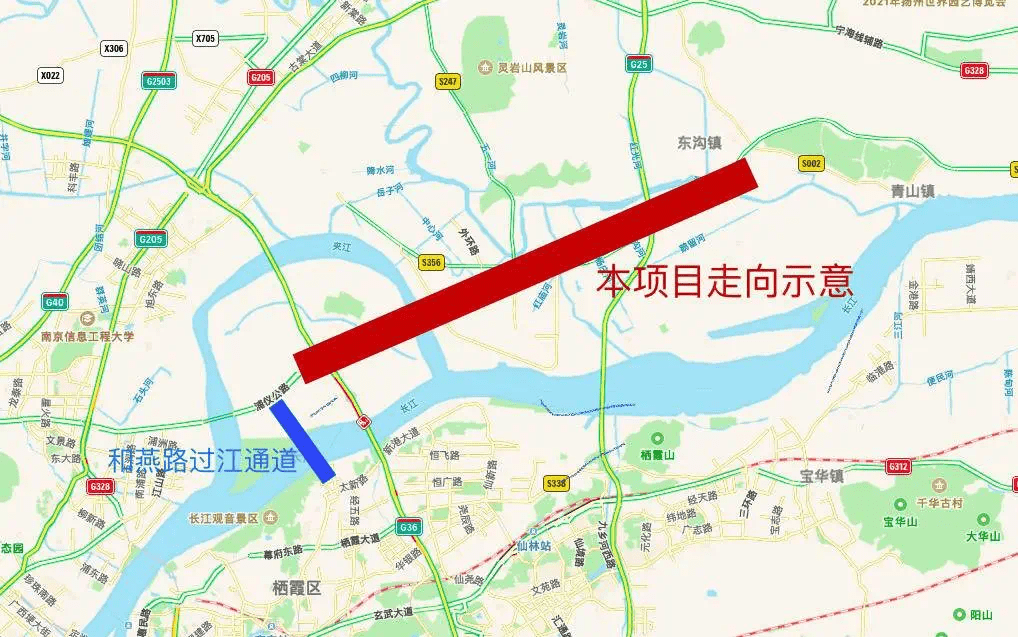 该段落改扩建后,浦仪公路将从与宁洛高速交叉的八卦洲枢纽,一直东延至