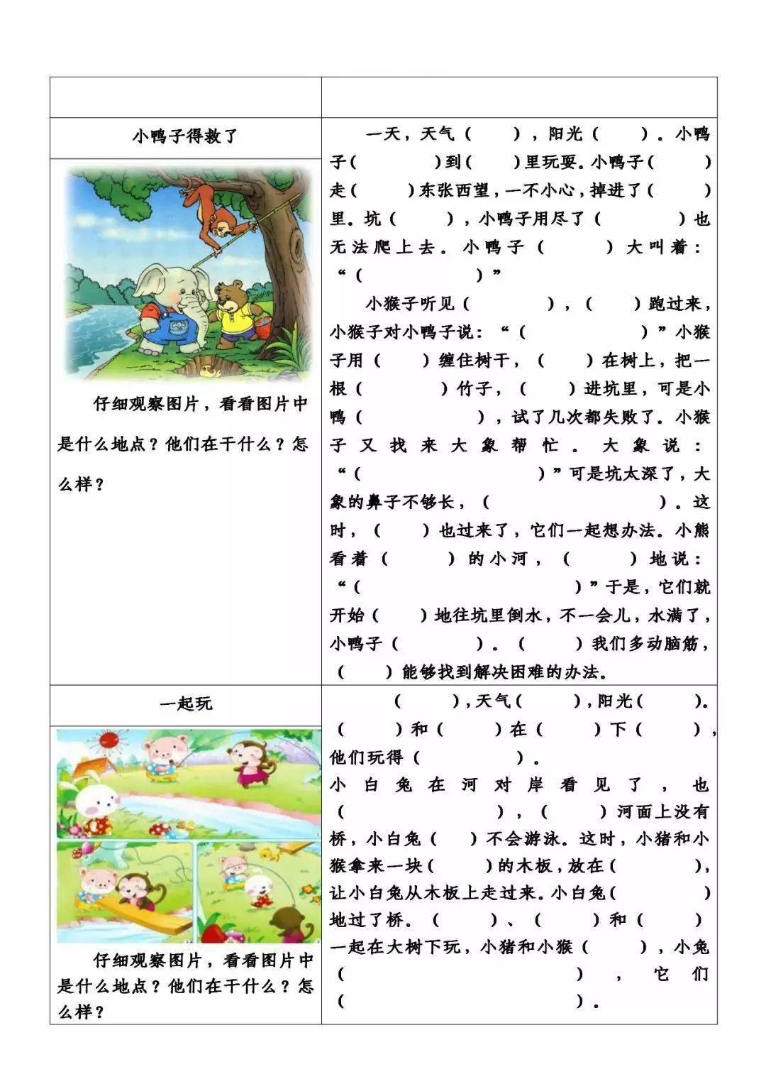 一二年级期末常考看图写话16篇(含答案),打印给孩子练