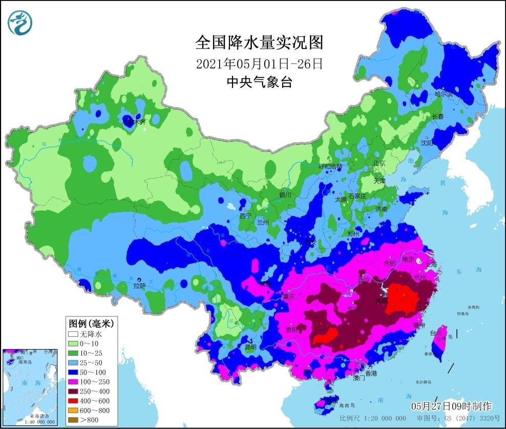 未来一周,江南,华南及贵州等地将持续较强降雨,主要降雨时段在 5月28