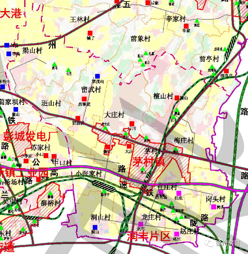 0 7 茅村镇:现状村庄58个, ■ 集聚提升类村庄6个, ■ 特色保护类