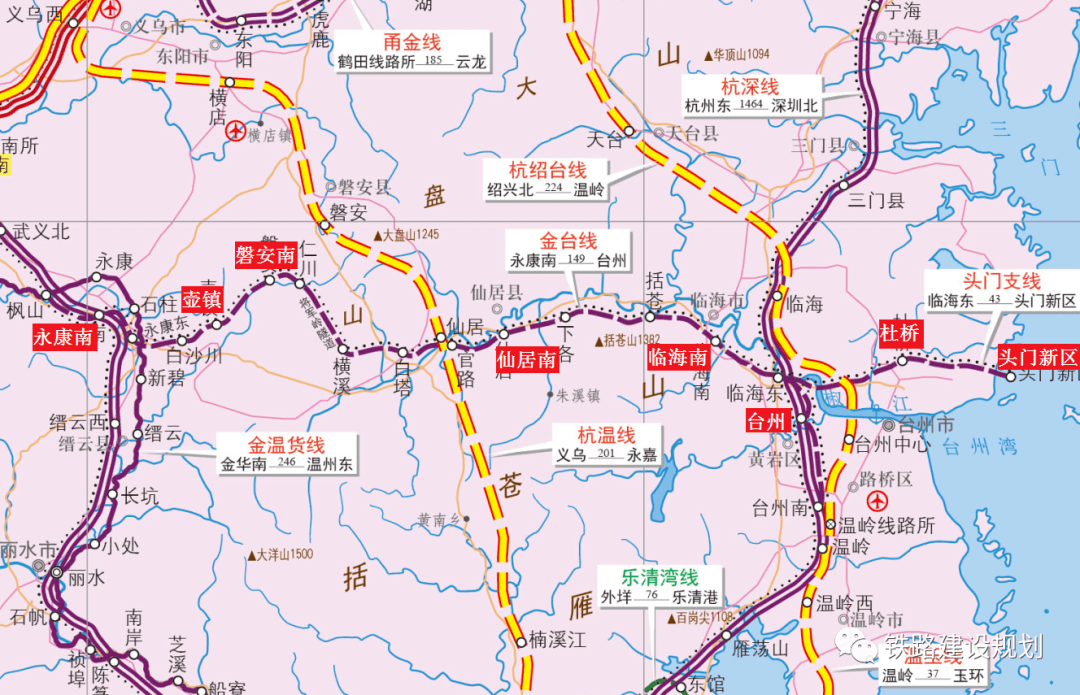 金台铁路线路走向示意图▼