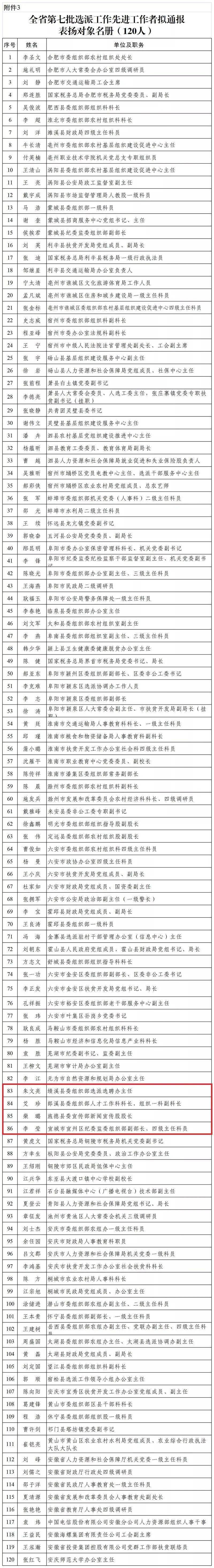 全省表彰公示宣城这些集体个人入选