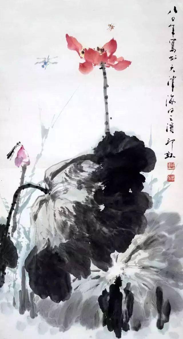 萧朗:他画的荷,美不胜收_荷花