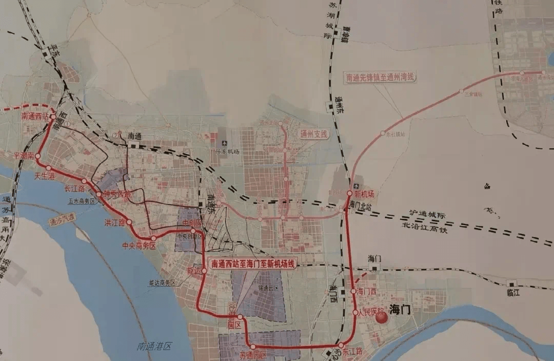 规划中的江海快线,起自南通西站,经中央商务区,中创区,苏锡通园区
