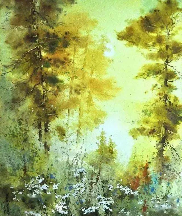 走进森林感受自然之美伊戈尔哈伊科夫风景水彩画