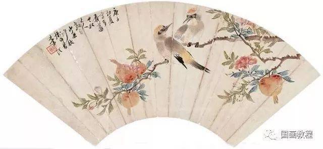 清末 沙馥扇面花鸟国画分享
