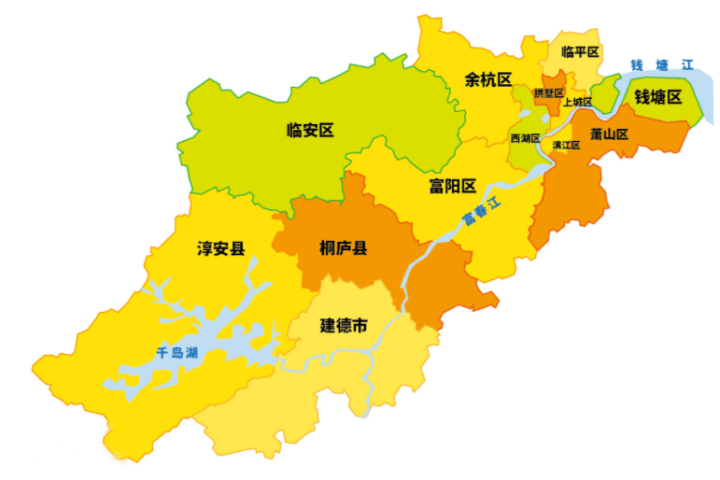 杭州各区县人口一览临平区117万桐庐县45万