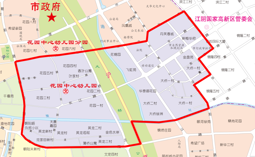 2021年江阴城区幼儿园施教区划分(内附区域图)