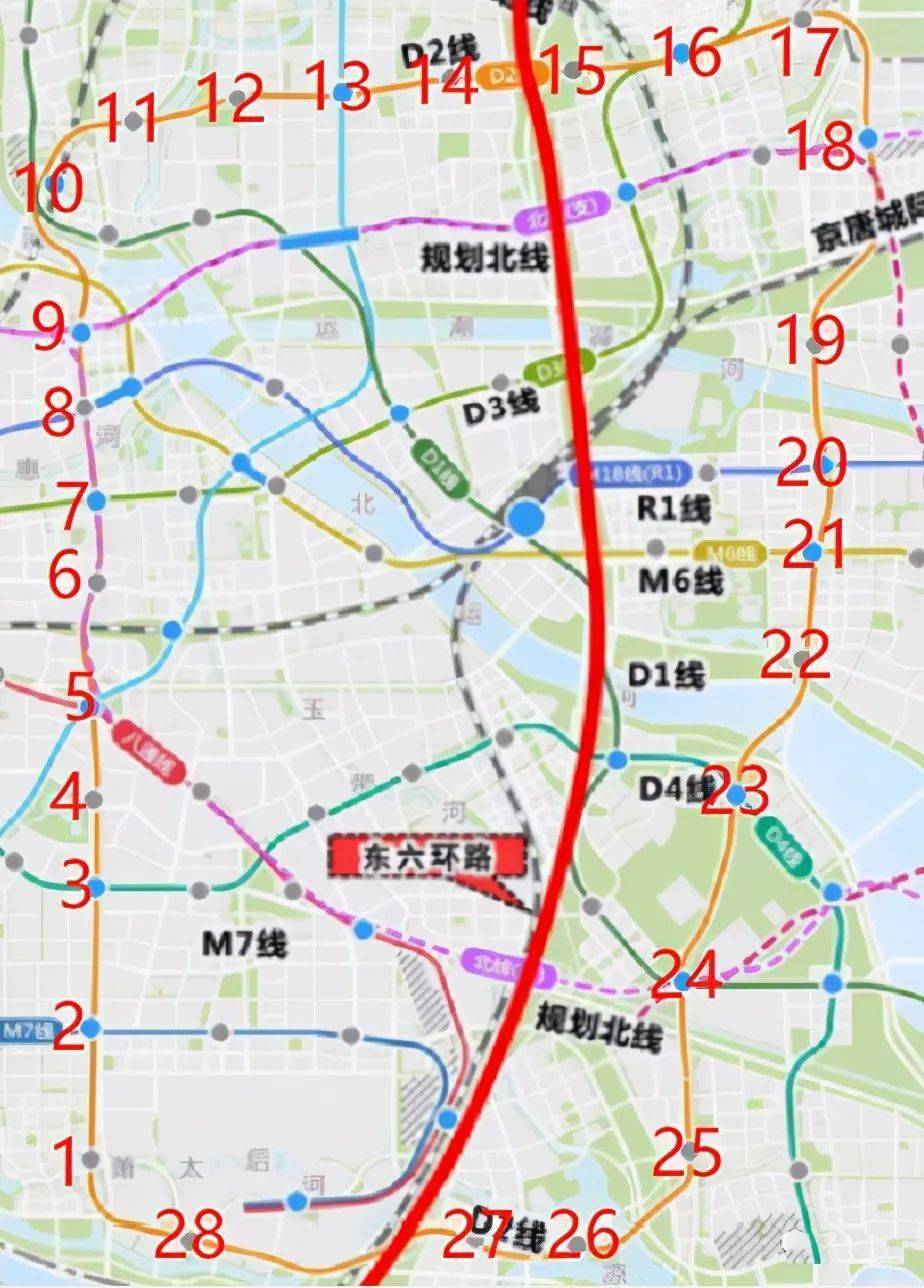 云景南大街站(换乘d4→4,云景公园站→5,九棵树站(换乘s6,规划北线