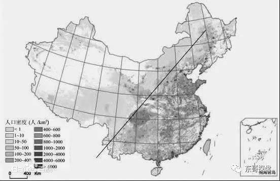 胡焕庸线是中国地理学家胡焕庸在1935年提出的划分我国人口密度的对比