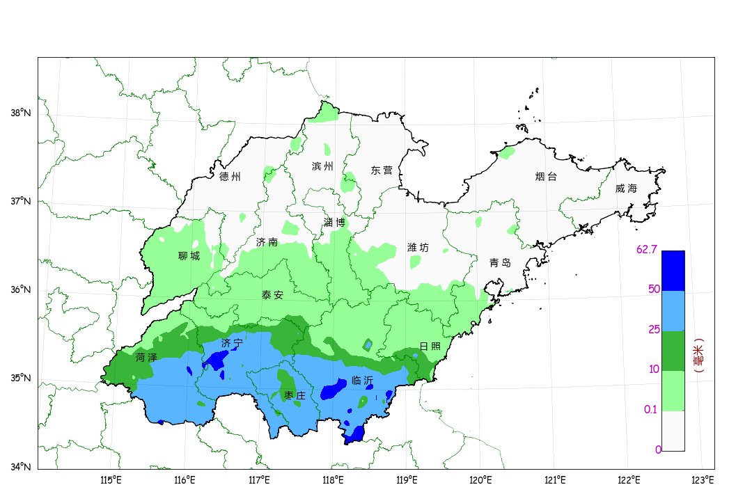 地区出现中到大雨局部暴雨并伴有雷电,鲁西北和鲁中地区出现雷阵雨,鲁