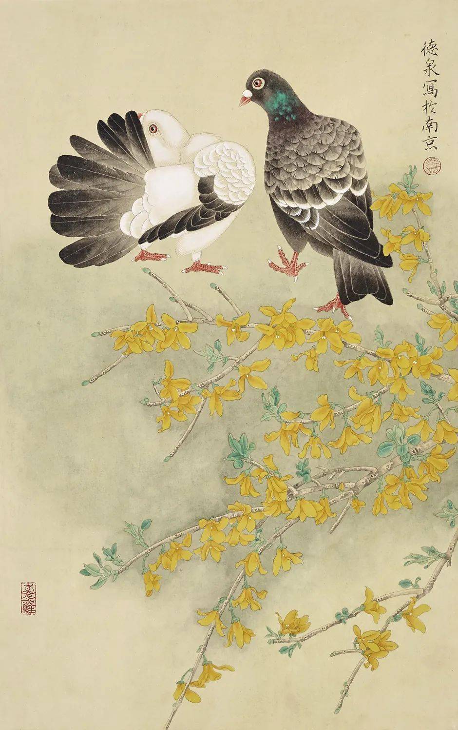 张德泉先生笔下的 花和鸟皆是人间美物,工笔花鸟画借物生情,意趣天成
