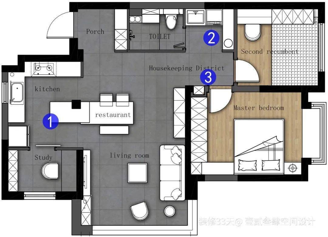 沈阳三居拥有超大落地窗洄游动线的餐岛一体区域