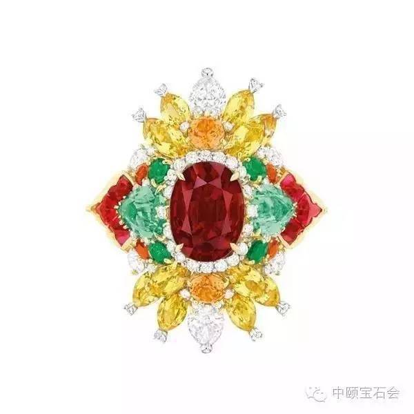 bulgari 宝格丽顶级珠宝 18k白金镶红色尖晶石戒指