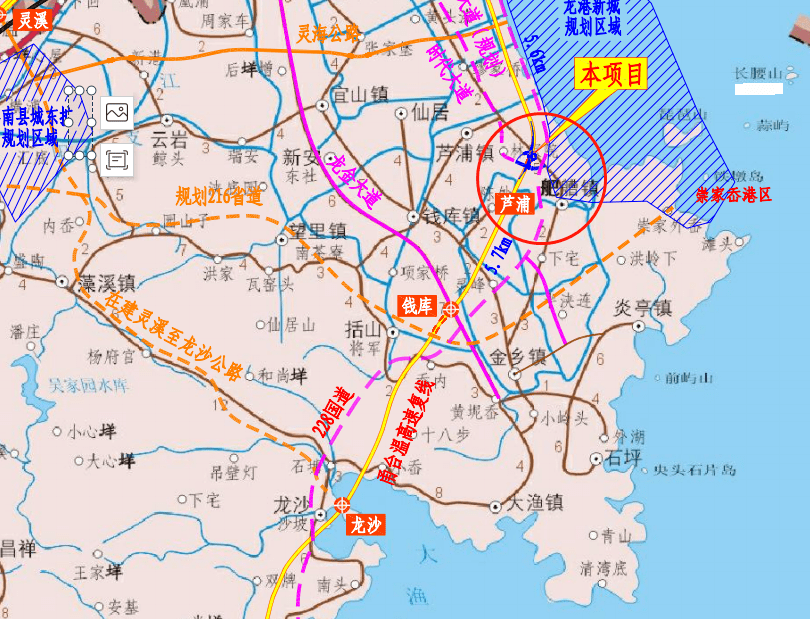该工程位于龙港市,原为甬台温高速复线预留工程,设互通1处,连接线1处