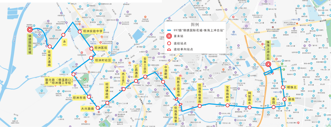 公共汽车997路线走向图 (点击可放大查看)