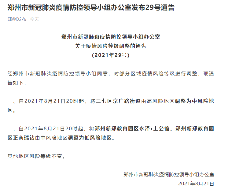 商瑞|河南郑州多地调整风险等级 高风险地区清零