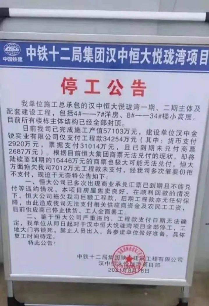 停工之后的汉中恒大悦珑湾将会如何