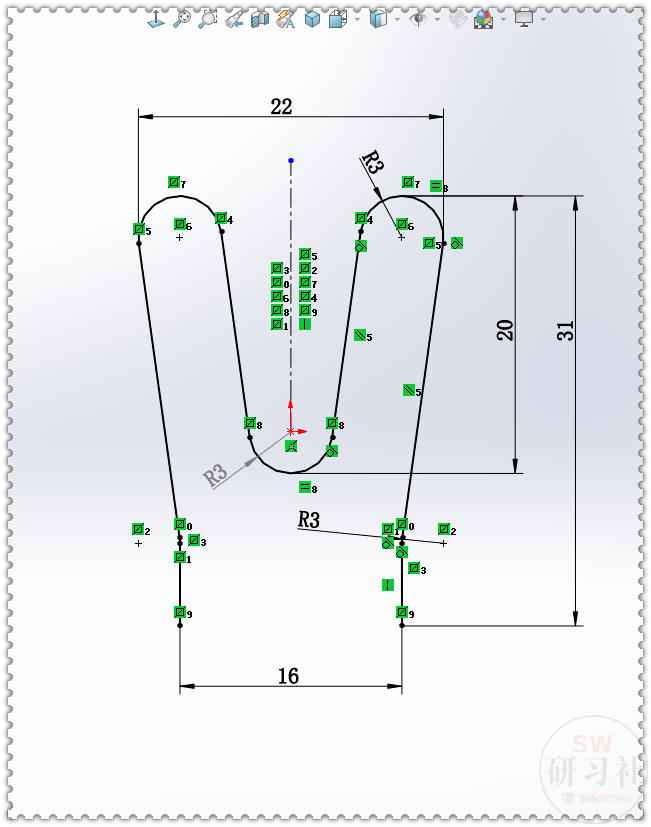 用solidworks画的:一端翘起的架子_草图