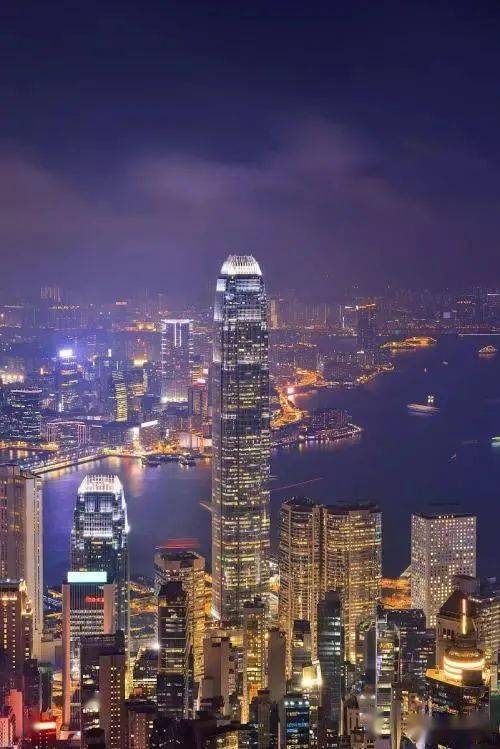 作为中国国际金融中心的香港,其中维多利亚港夜景,太平山顶夜景景色