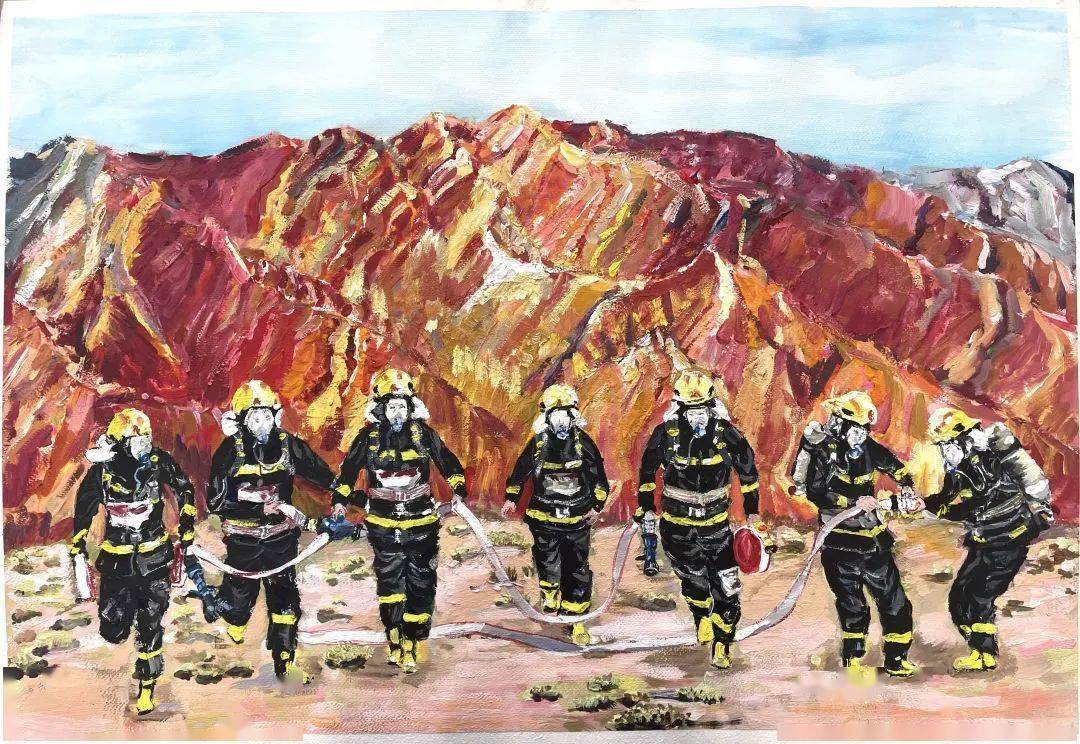 全市消防救援队伍"风华百年,蓝焰闪耀"主题绘画作品展播