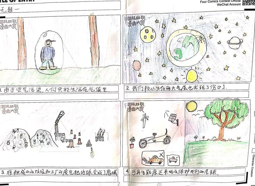 郭澍泽,robin liu,anna xu,傅瑞秋的六幅参赛作品邮寄到四联漫画大赛