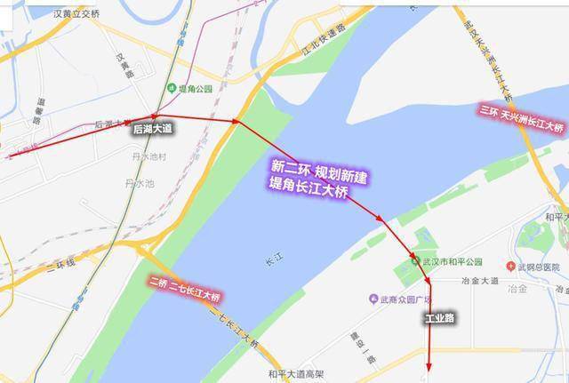 江岸区到青山区更方便武汉将新建一座长江大桥