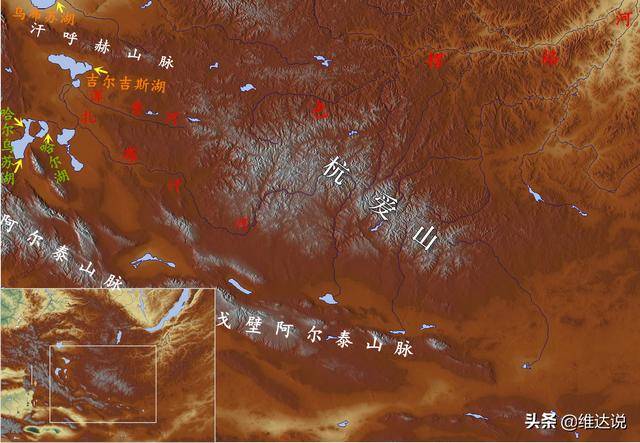 湖泊而得名,处于唐努乌尔山,阿尔泰山脉与杭爱山(即燕然山)的合围之中