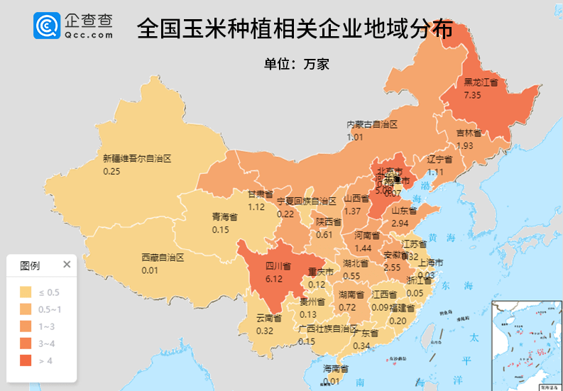 中国粮食种植企业分布图