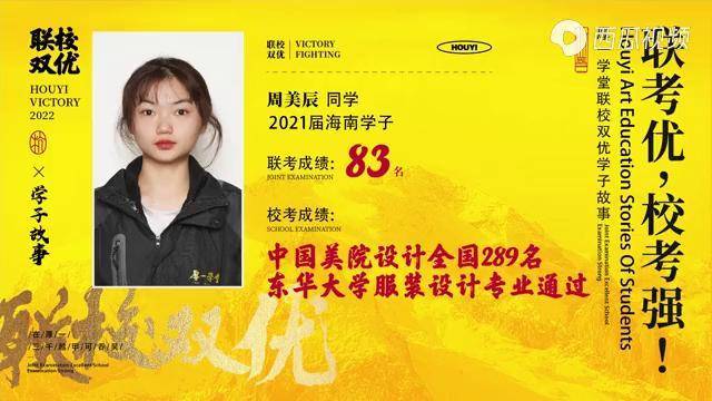 厚一联校双优学子故事周美辰同学斩获海南省联考第83名