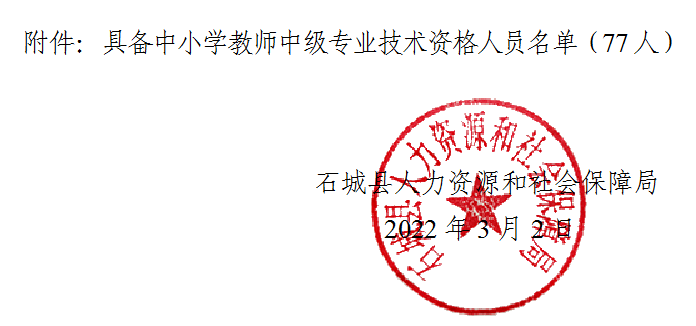 石城这77名中小学教师获评中级职称