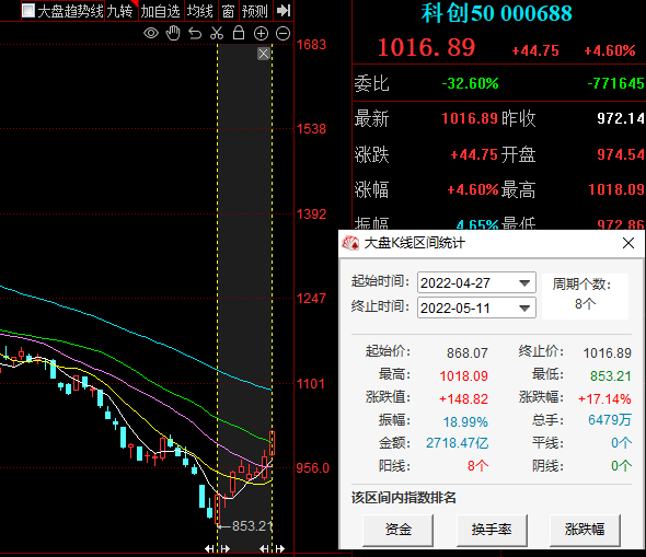 科创50指数重返1000点,午间大涨4.6%_盈利_中证_增速