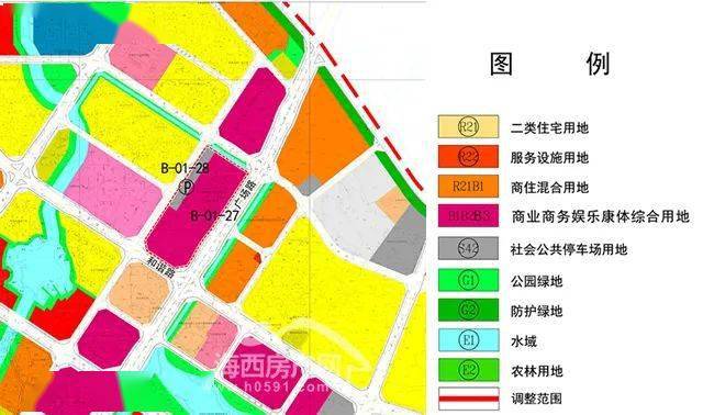 原控规示意图二,调整后主要规划内容福州市长乐新区b-01-27,28地块