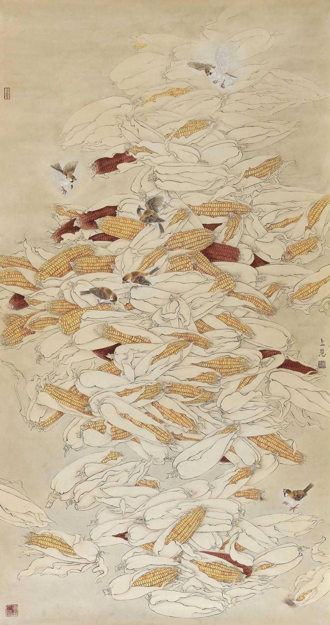 欣赏赵上慧工笔花鸟画85图传统线条美与现代绘画色彩的巧妙结合