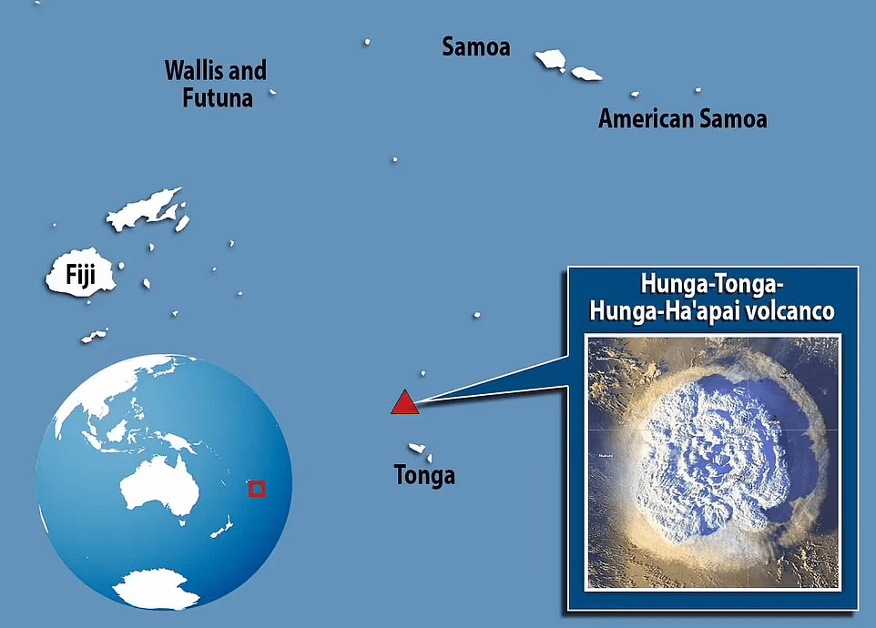 今年初汤加海底火山爆发，能量超过史上最强核弹“沙皇炸弹”