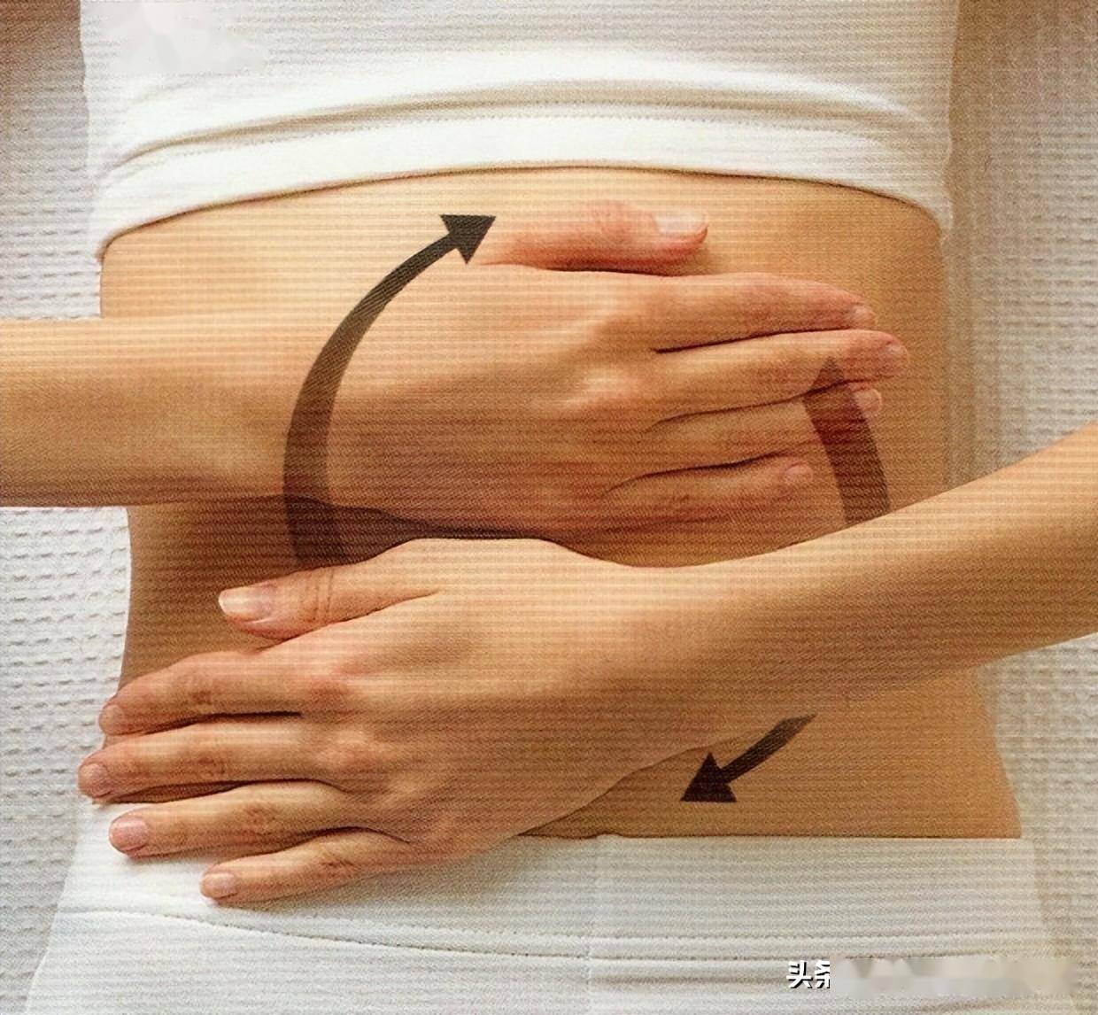 腹部按摩操具体做法:建议饭后半小时至一小时后顺时针腹部按摩可以促进