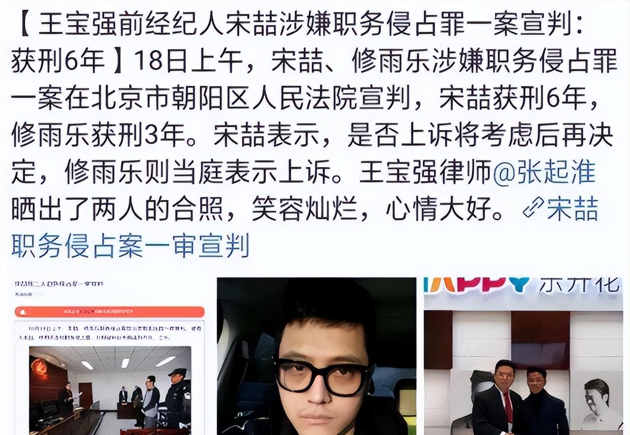 2018年10月18日,王宝强诉宋喆职务侵占案,在北京朝阳法院一审宣判.