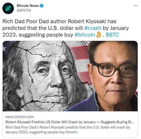 “美元将在明年1月崩溃”！《富爸爸穷爸爸》作者再发可怕警告 黄金、白银和比特币料有买入机会