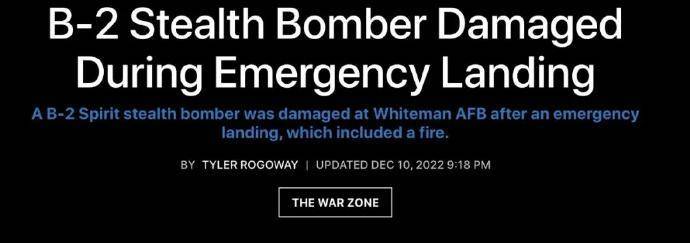 突发！美国损失一架B-2轰炸机