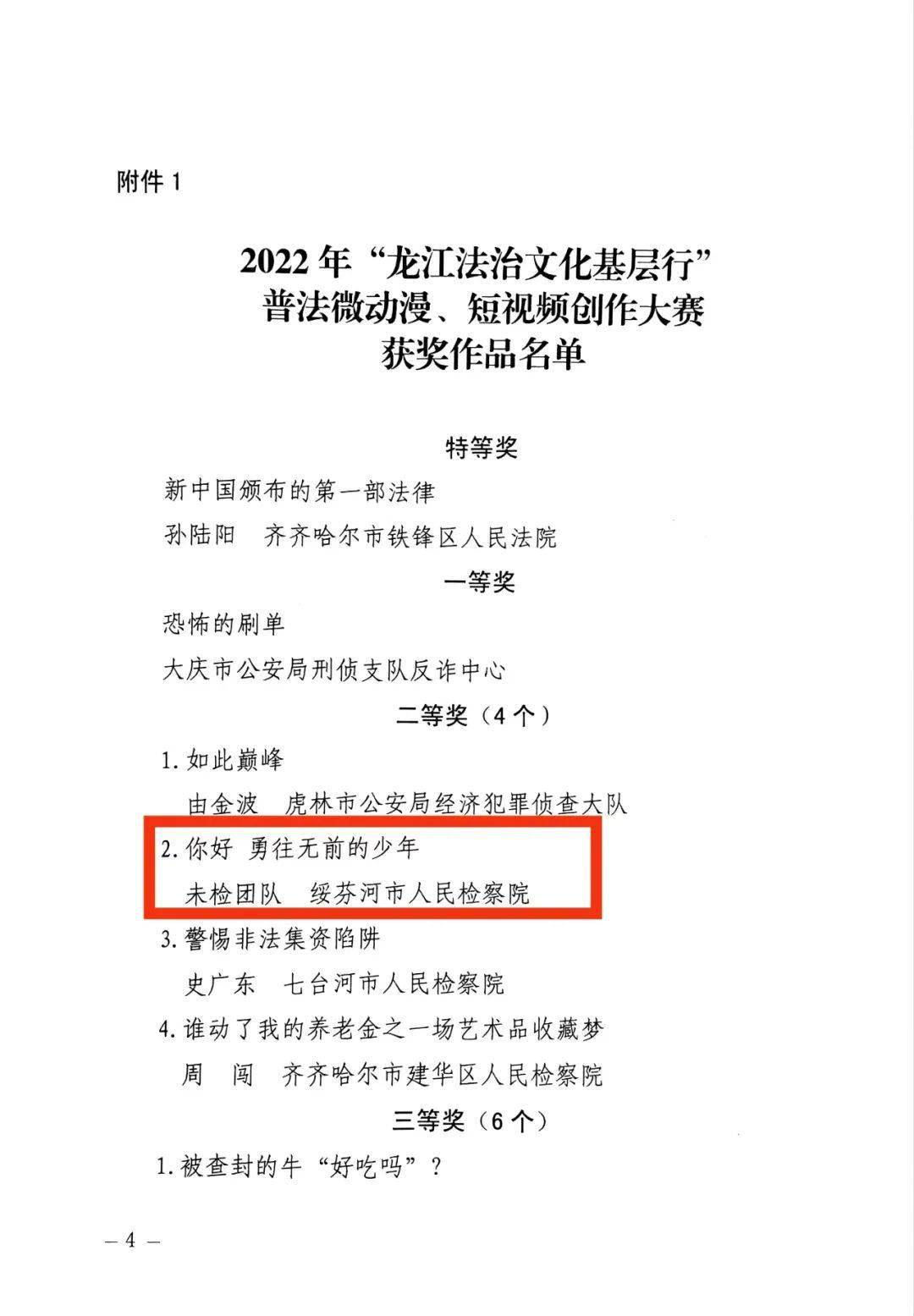 喜报丨牡丹江团市委推报的多部做品在“龙江法治文化下层行普法微动漫、短视频创做大赛”中获奖！