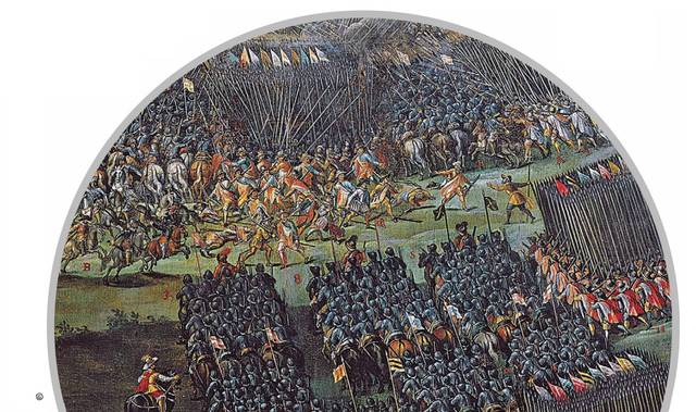 在古代中国,步兵方阵注重远程射击,因此往往在前方和两翼设置多排弓弩