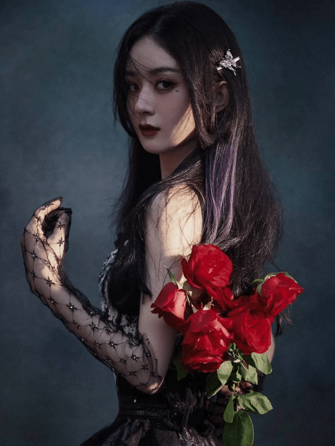 赵丽颖暗黑系写真大片穿蕾丝裙气质魅惑妖艳