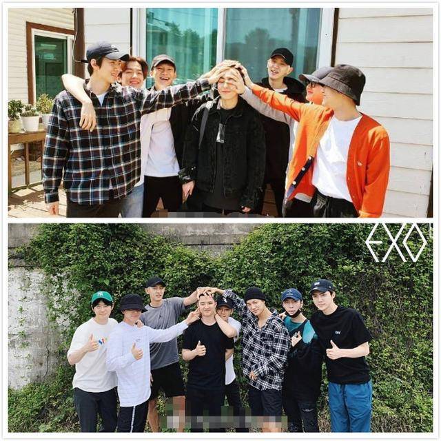 原创exo金俊勉入伍现场曝光剪寸头阳光好man5成员送别摸头温馨又可爱