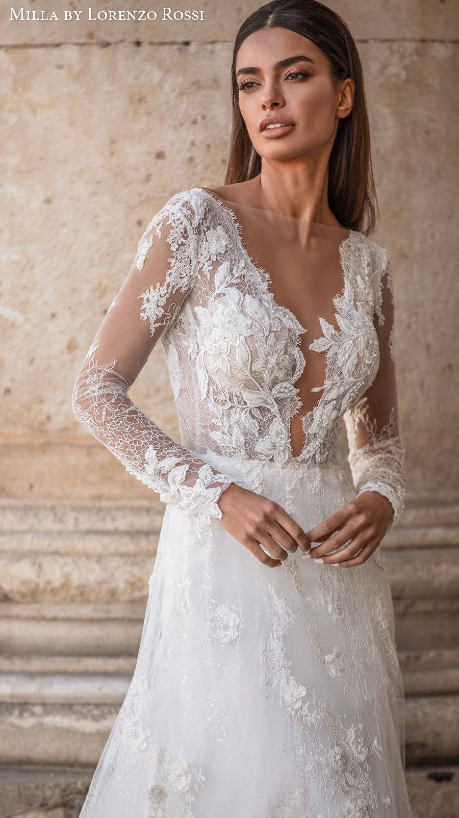 millabylorenzorossi2021paris新娘婚纱优雅简洁和复杂戏剧相结合